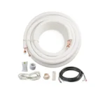 ICOOL 25 Ft Mini Split Line Set, 1/4" & 3/8" O.D Twin Copper Pipes, 3/8" Thickened PE Insulated Coil Copper Line for Air Conditioner HVAC Refrigeration and Heating Equipment with Fittings ------------------------------- I COOL قدمًا 25 مجموعة خط الانقسام الصغير ، 1/4 "و 3/8"O.D. أنابيب نحاسية مزدوجة خط نحاسي لفائف معزول بسمك 3/8 " لمكيفات الهواء والتبريد والتدفئة والتهوية وتكييف الهواء مع التجهيزات
